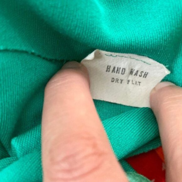 Vintage 70s Summer dress With attached belt in green size S short sleeves. - Picture 10 of 10